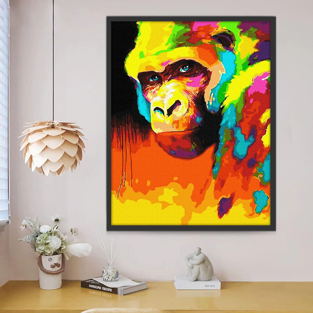 Abstracte Gekleurde Gorilla Schilderen op Nummers
