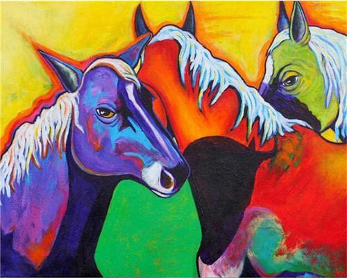 Abstracte Gekleurde Paarden Schilderen op Nummers