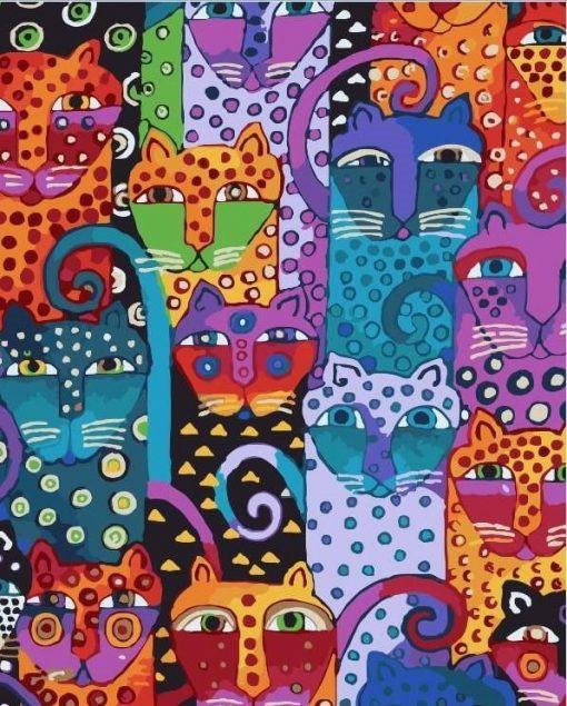 Abstracte Katten Schilderen op Nummers