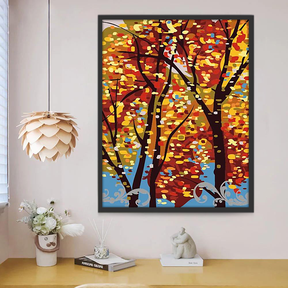 Abstracte Kleurrijke Bomen Schilderen op Nummers