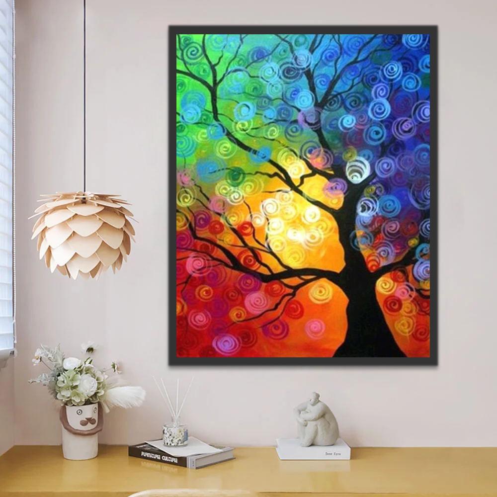 Abstracte Kleurrijke Boom Schilderen op Nummers