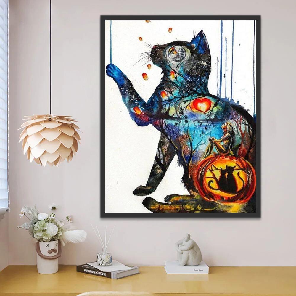 Abstracte Kunst Kat Schilderen op Nummers