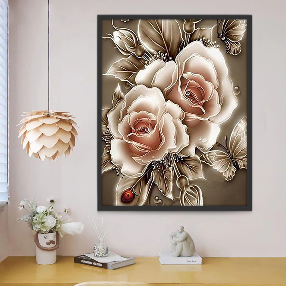 Abstracte Vlinder met Rozen Schilderen op Nummers