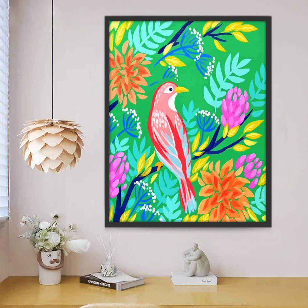 Abstracte Vogel en Bladeren Schilderen op Nummers