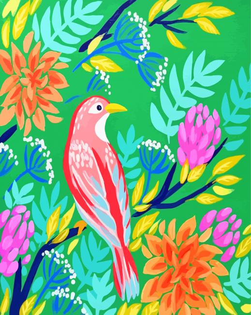 Abstracte Vogel en Bladeren Schilderen op Nummers