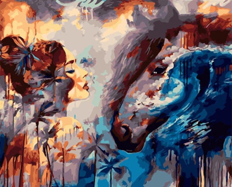 Abstracte Vrouw en Paard Schilderen op Nummers