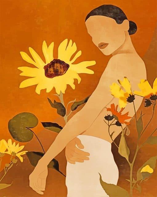 Abstracte Vrouw met Zonnebloemen Schilderen op Nummers