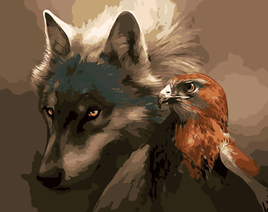 Adelaar en Wolf Schilderen op Nummers
