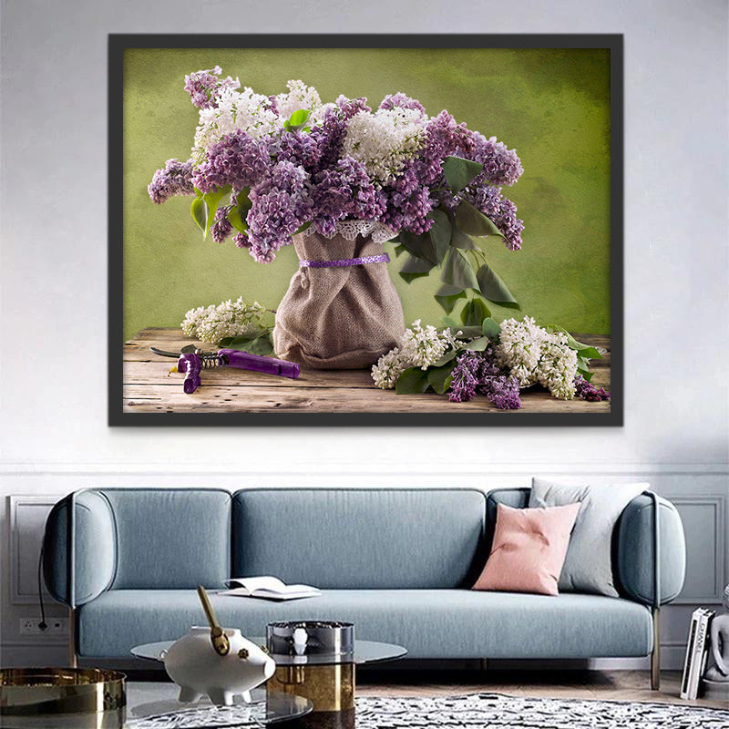 Afgesneden paarse en witte bloemen Schilderen op Nummers