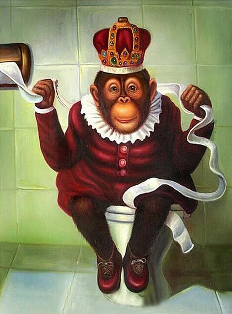 Apenkoning op het Toilet Schilderen op Nummers