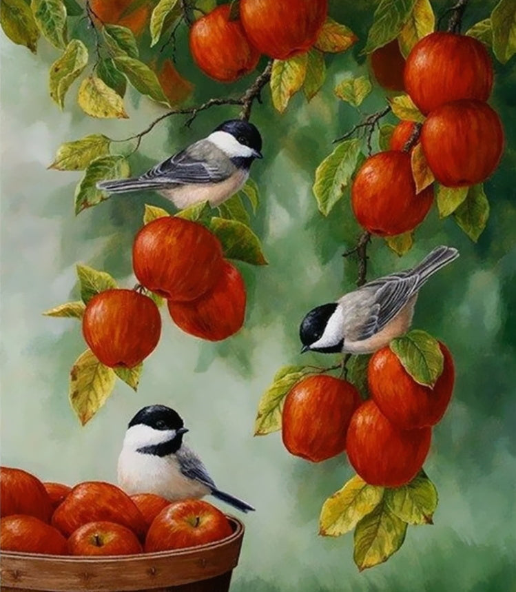 Appelboom en Drie Vogels Schilderen op Nummers