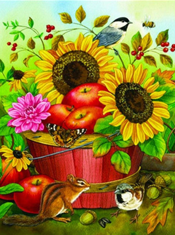 Appels, Dieren en Zonnebloemen Schilderen op Nummers