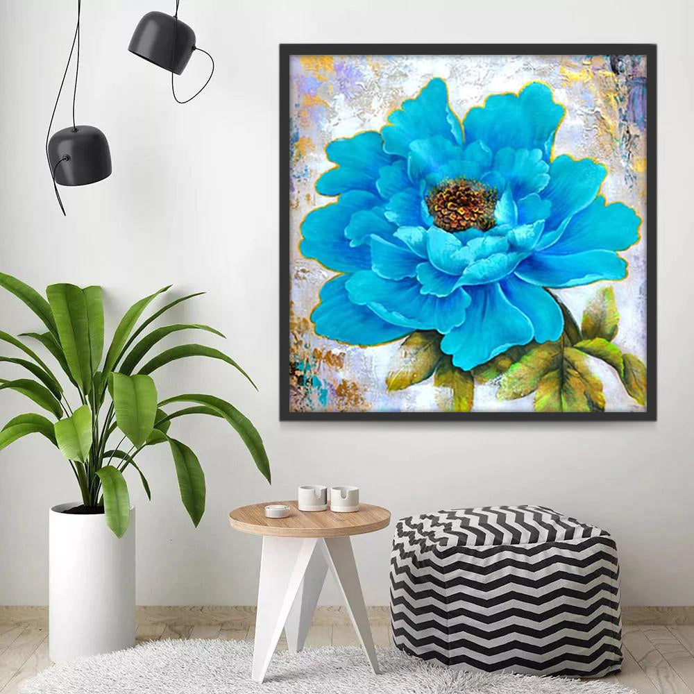 Aquarel Blauwe Pioenroos Bloem Schilderen op Nummers