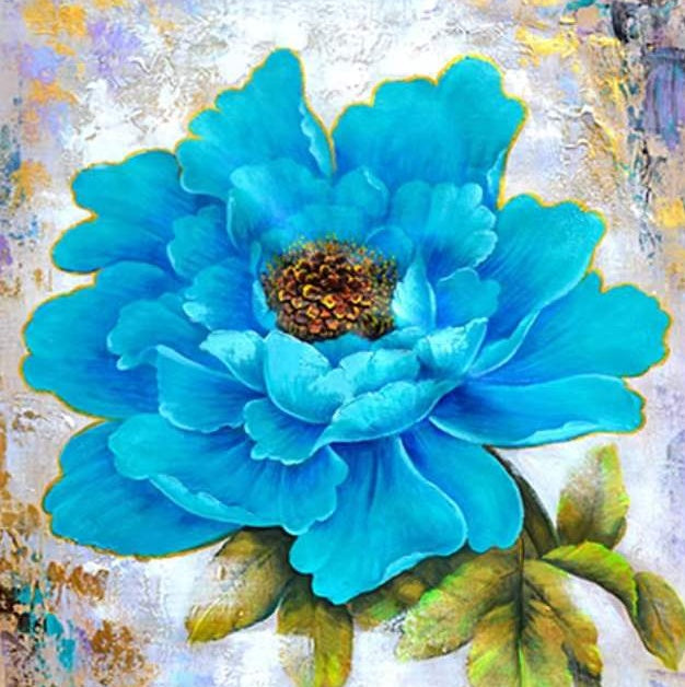 Aquarel Blauwe Pioenroos Bloem Schilderen op Nummers
