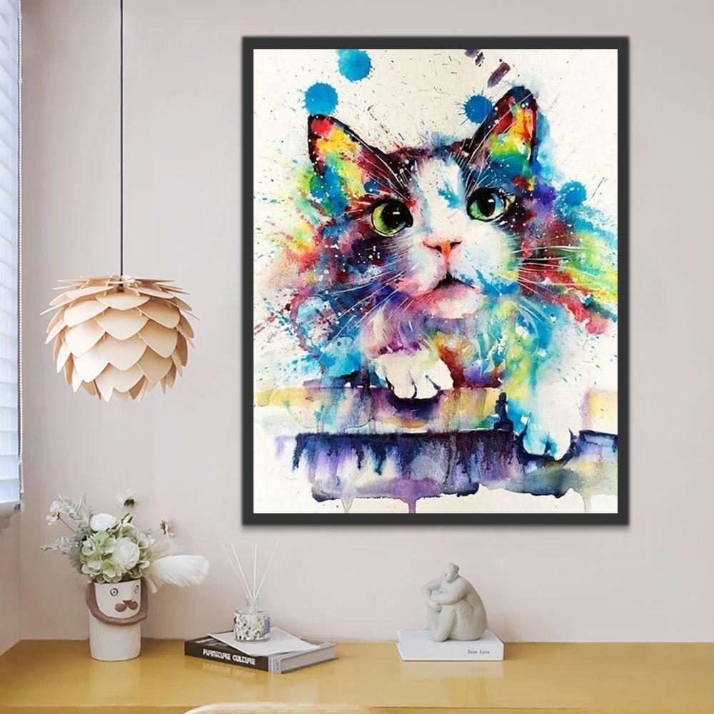 Aquarel Kat Portret Schilderen op Nummers
