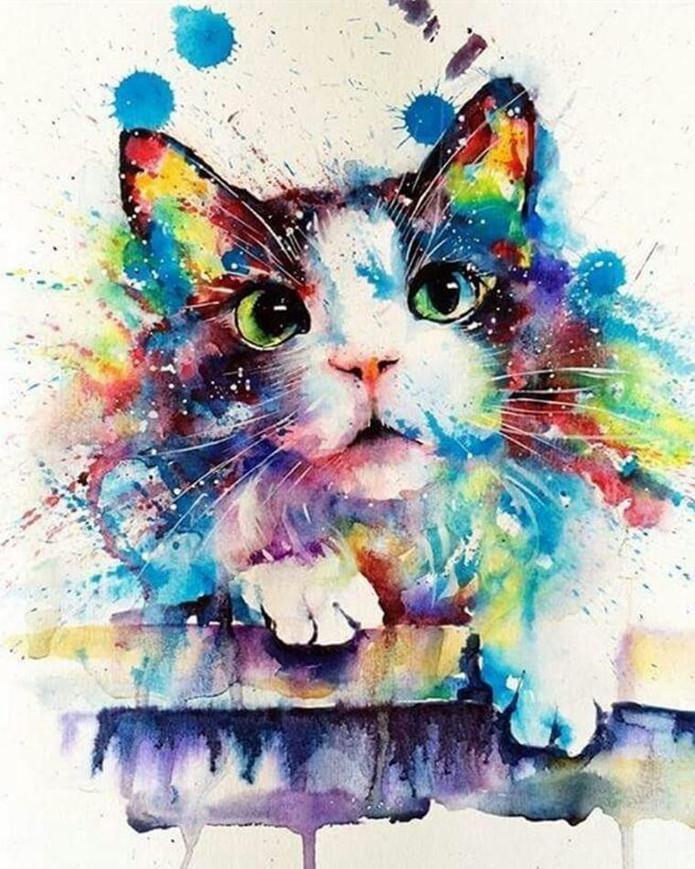 Aquarel Kat Portret Schilderen op Nummers