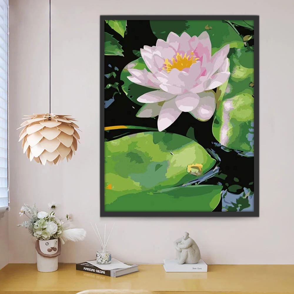 Aquarel Lotusbloem en Bladeren Schilderen op Nummers