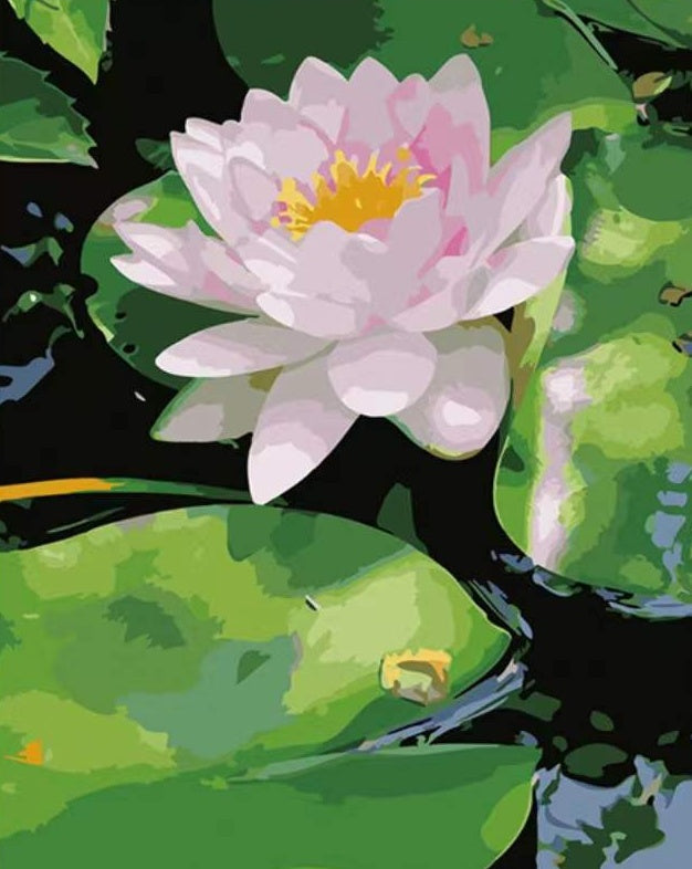 Aquarel Lotusbloem en Bladeren Schilderen op Nummers
