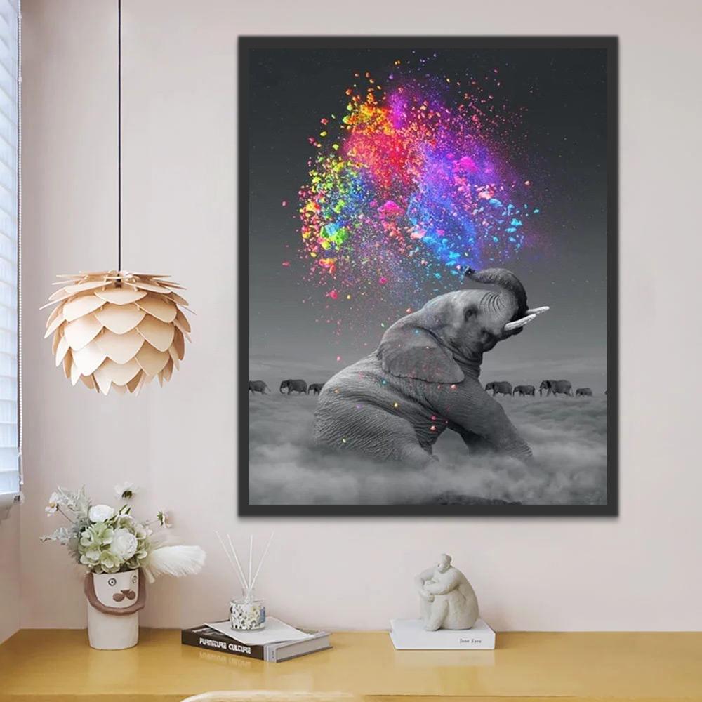 Aquarel Spuitende Olifant Schilderen op Nummers