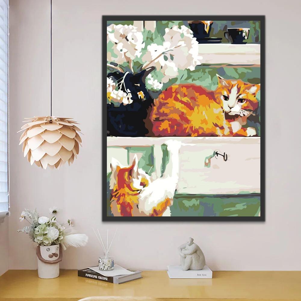 Aquarel Stijl Oranje Kat Schilderen op Nummers