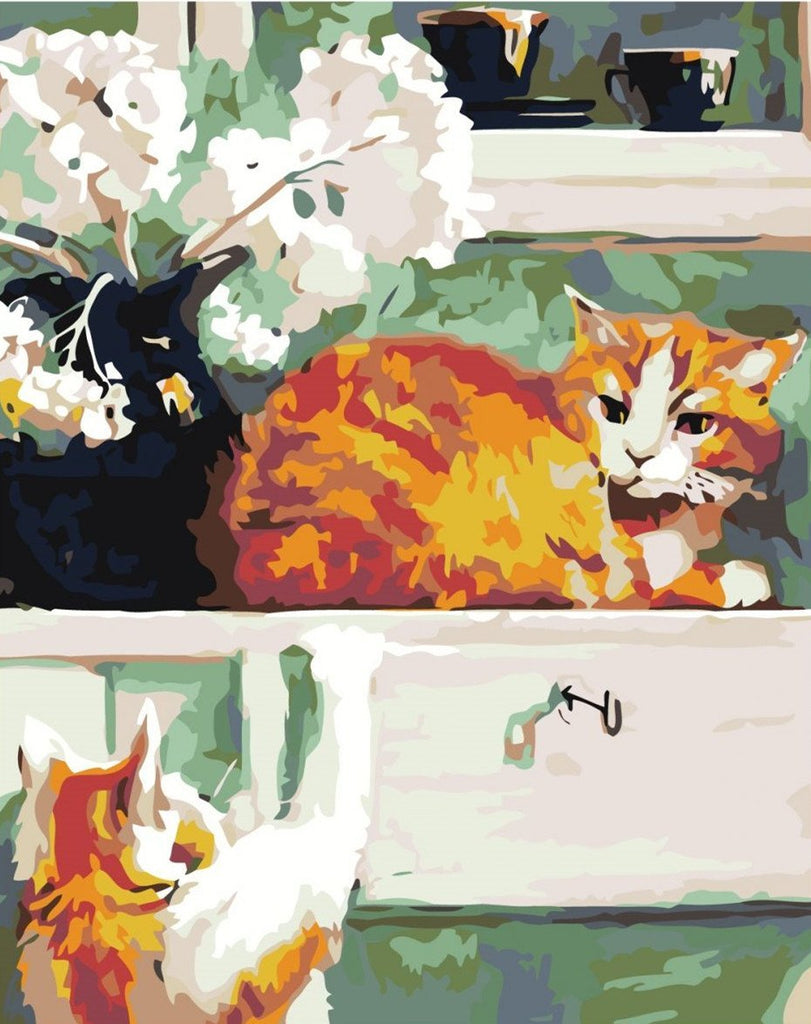 Aquarel Stijl Oranje Kat Schilderen op Nummers