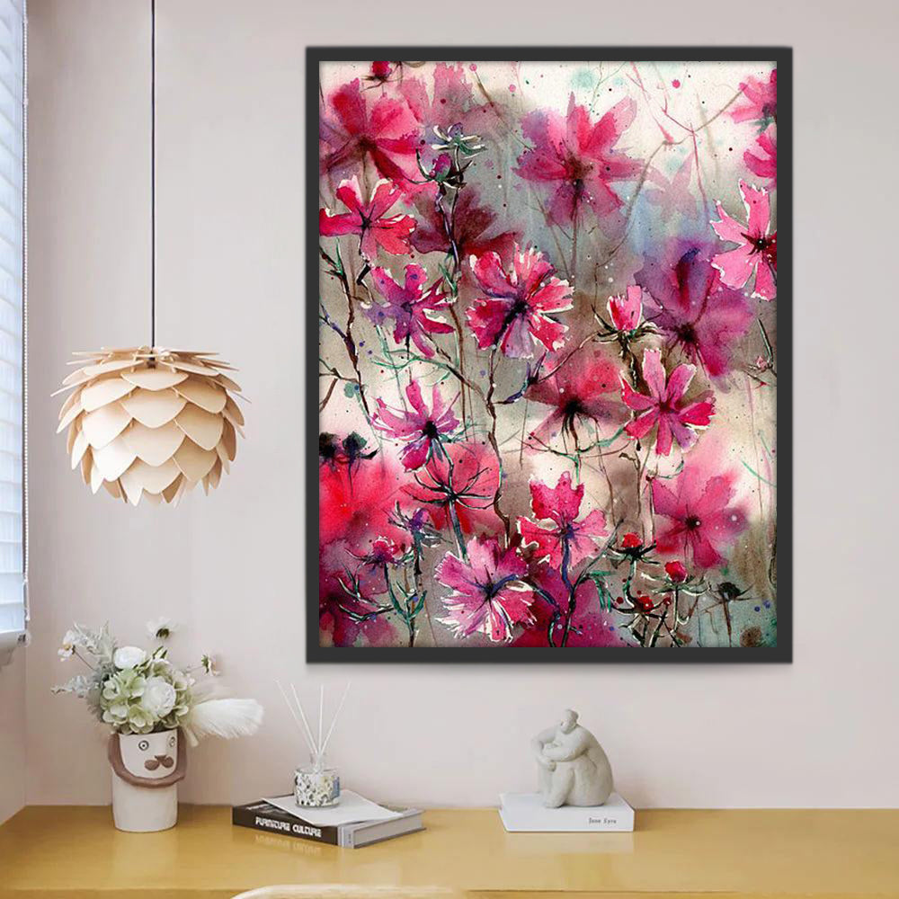 Aquarel stijl roze bloem Schilderen op Nummers