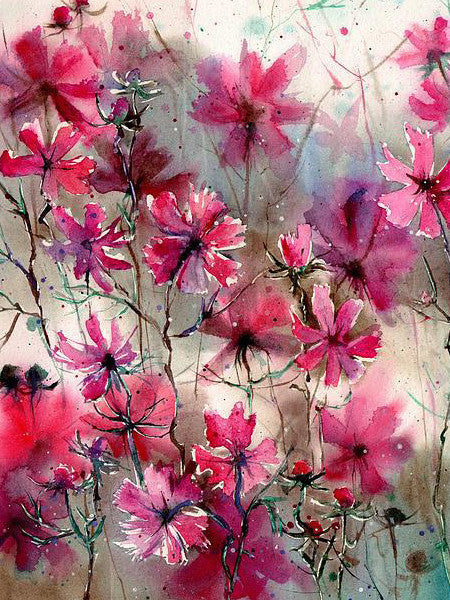 Aquarel stijl roze bloem Schilderen op Nummers