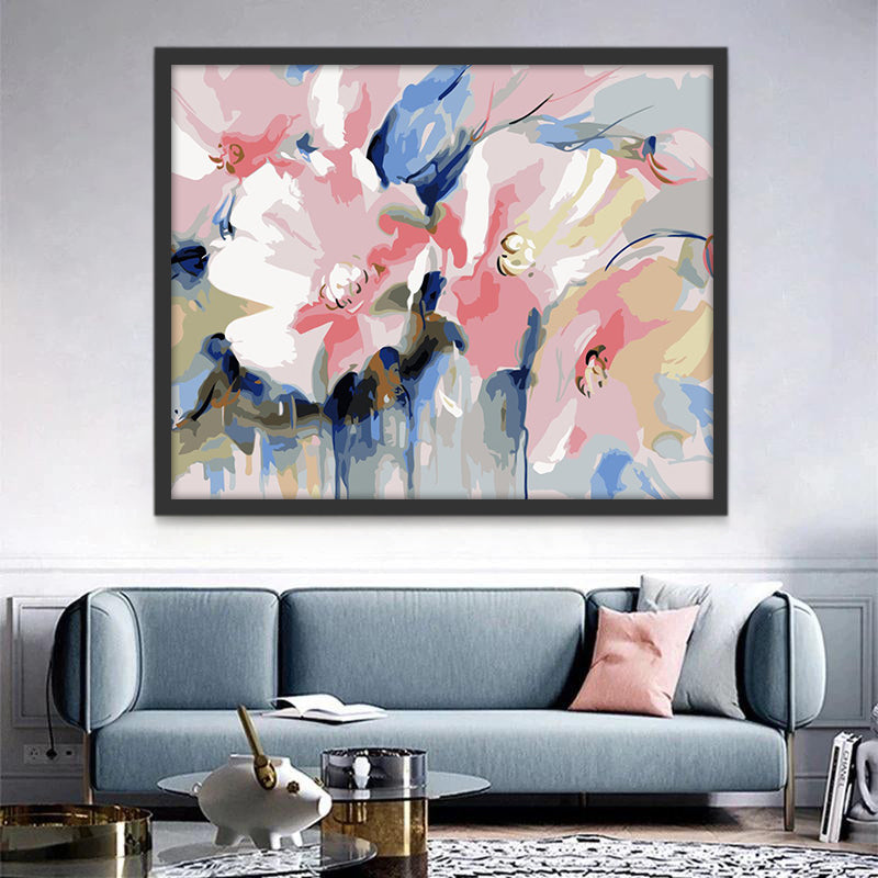 Aquarel Stijl wit Roze Bloemen Schilderen op Nummers