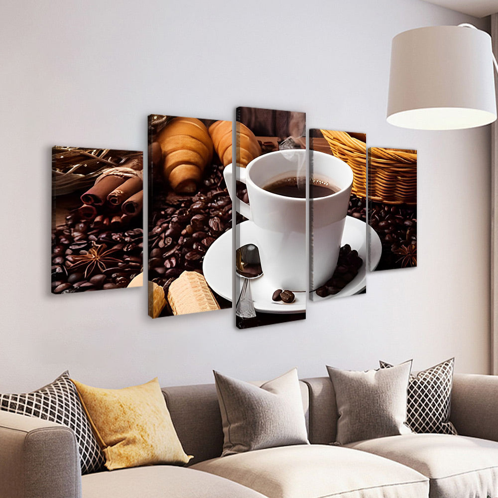 Aromatische Koffie 5 Platen Schilderen op Nummers