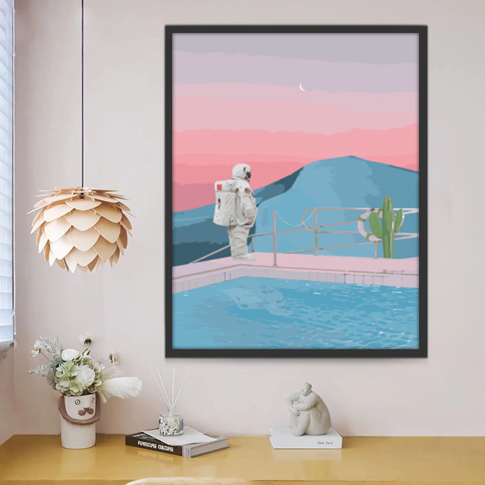 Astronaut en Blauwe Bergen Schilderen op Nummers