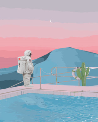 Astronaut en Blauwe Bergen Schilderen op Nummers