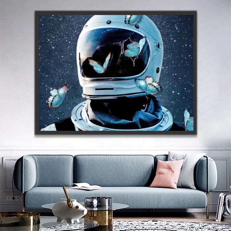 Astronaut Omringd door Vlinders Schilderen op Nummers