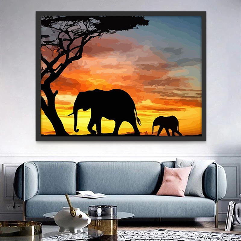 Babyolifant Volgt de Olifant Schilderen op Nummers