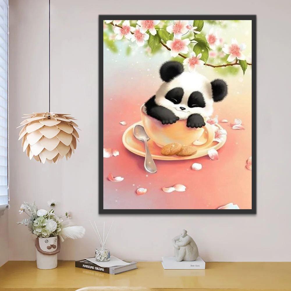 Babypanda in een Theekopje Schilderen op Nummers