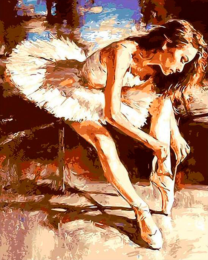 Ballerina die haar Pointes Aantrekt Schilderen op Nummers