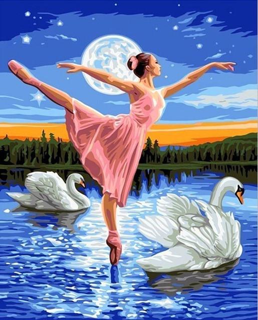 Balletdanser en Zwanen Schilderen op Nummers