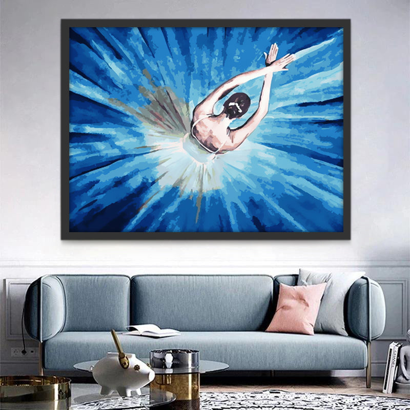 Balletdanseres in Blauwe Straling Schilderen op Nummers