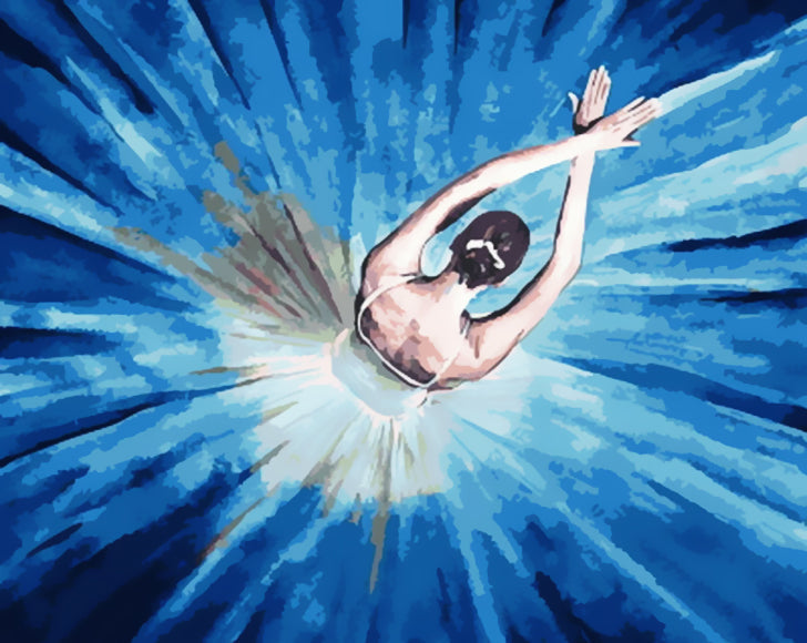 Balletdanseres in Blauwe Straling Schilderen op Nummers