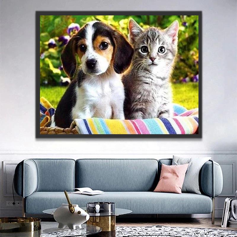 Beagle en Kat Schilderen op Nummers