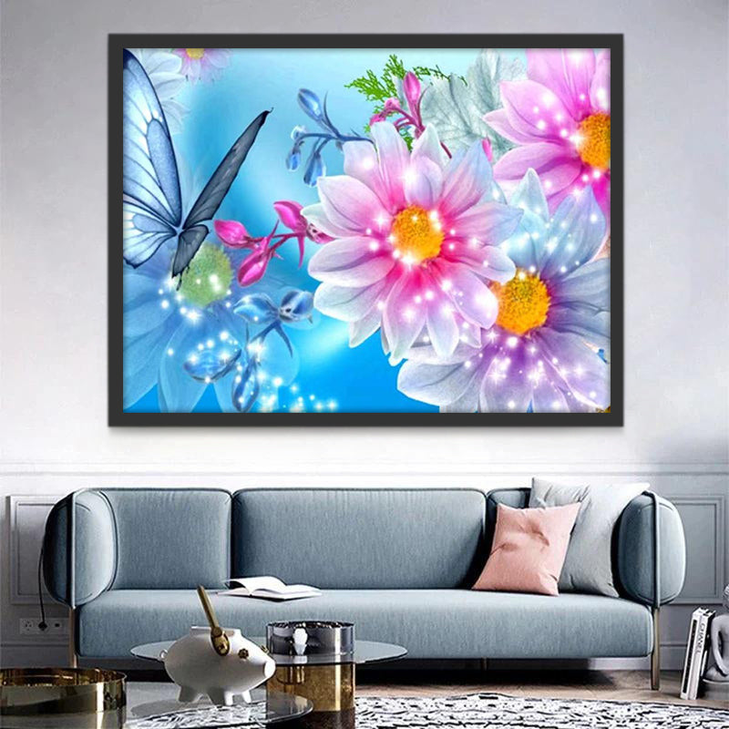 Beeldverhaal Mooie bloemen en vlinders Schilderen op Nummers