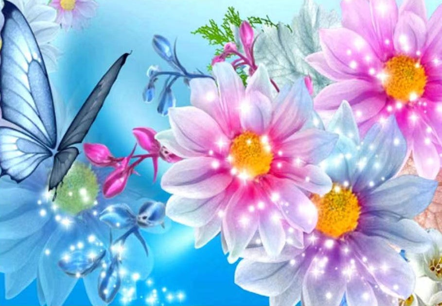 Beeldverhaal Mooie bloemen en vlinders Schilderen op Nummers