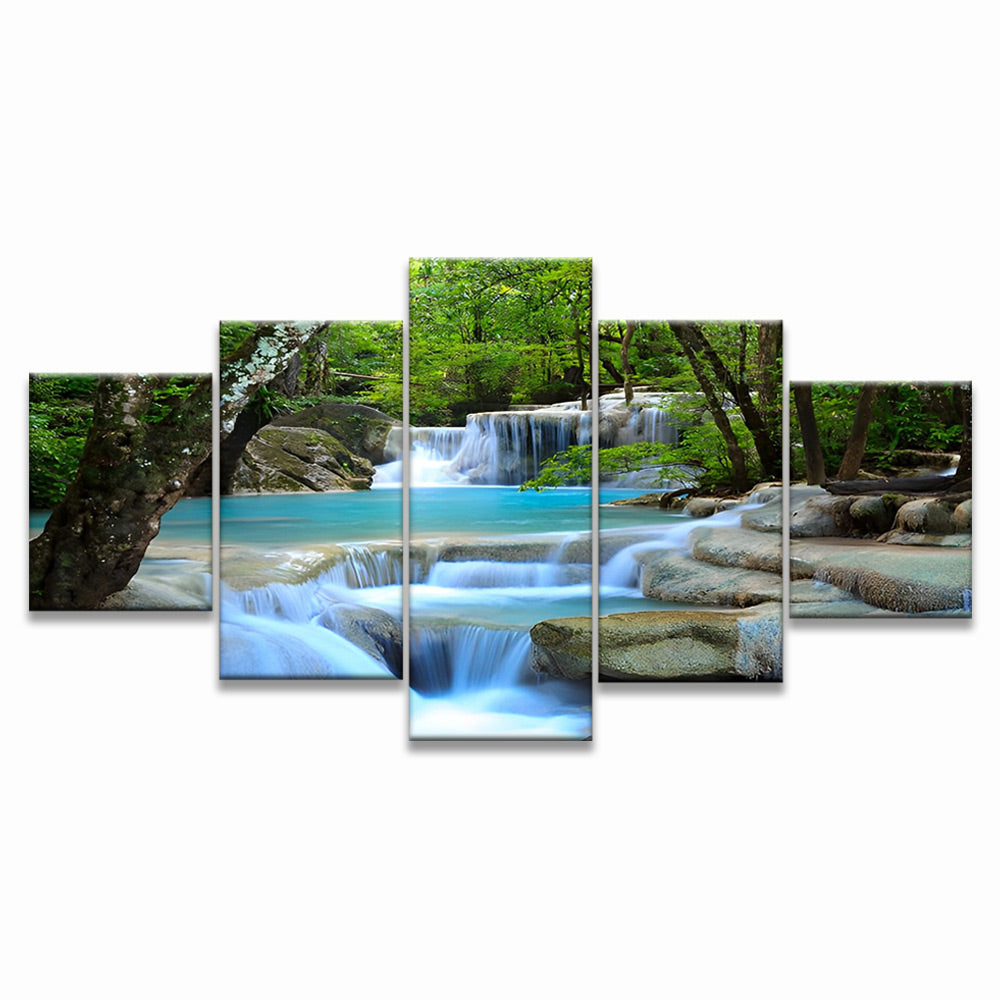 Bergen, Bossen en Stromend Water 5 Platen Schilderen op Nummers