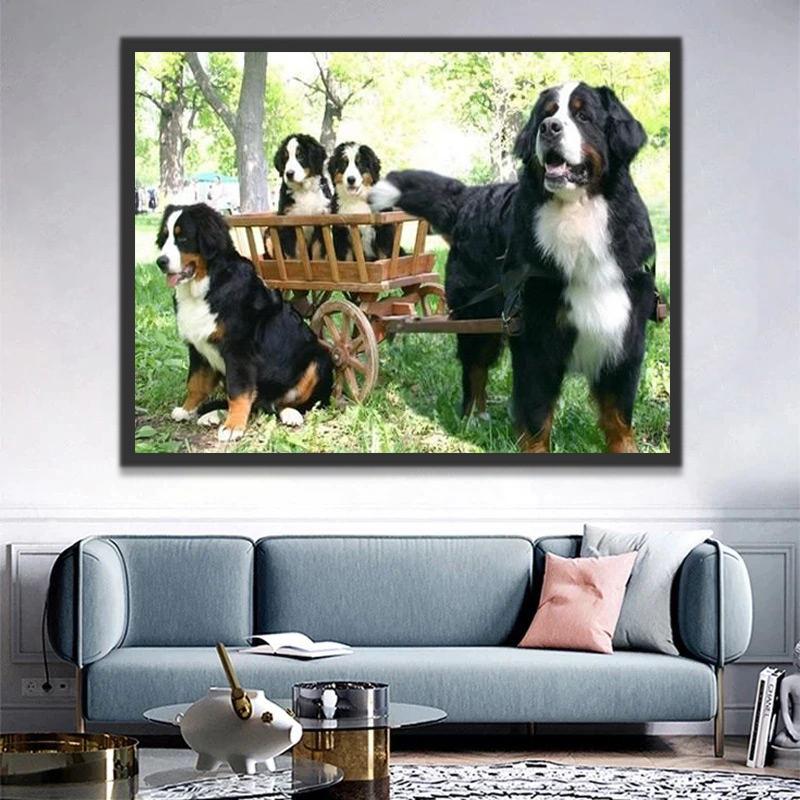 Berner Sennenhonden Familie Schilderen op Nummers