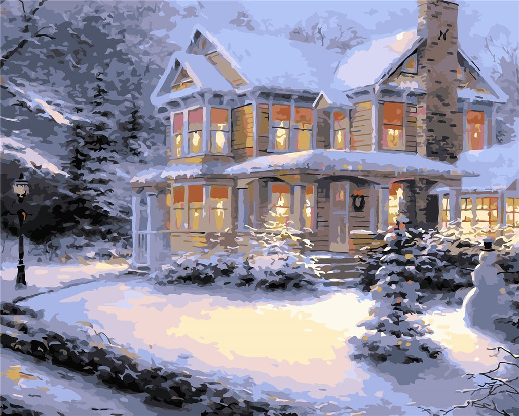 Besneeuwd Landhuis Schilderen op Nummers