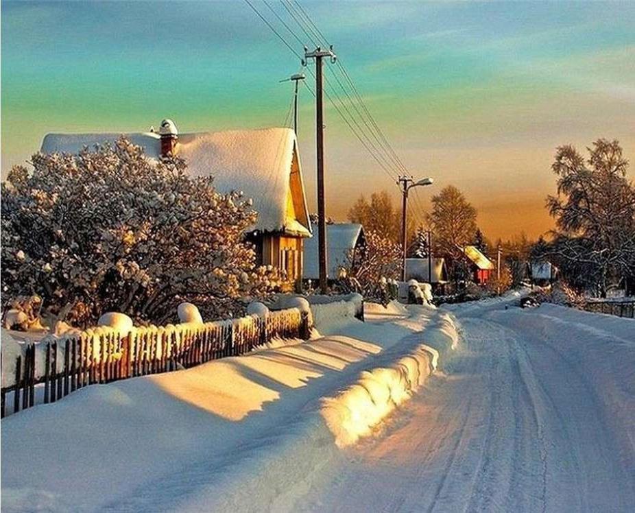 Besneeuwde Wegen en Dorpen Schilderen op Nummers