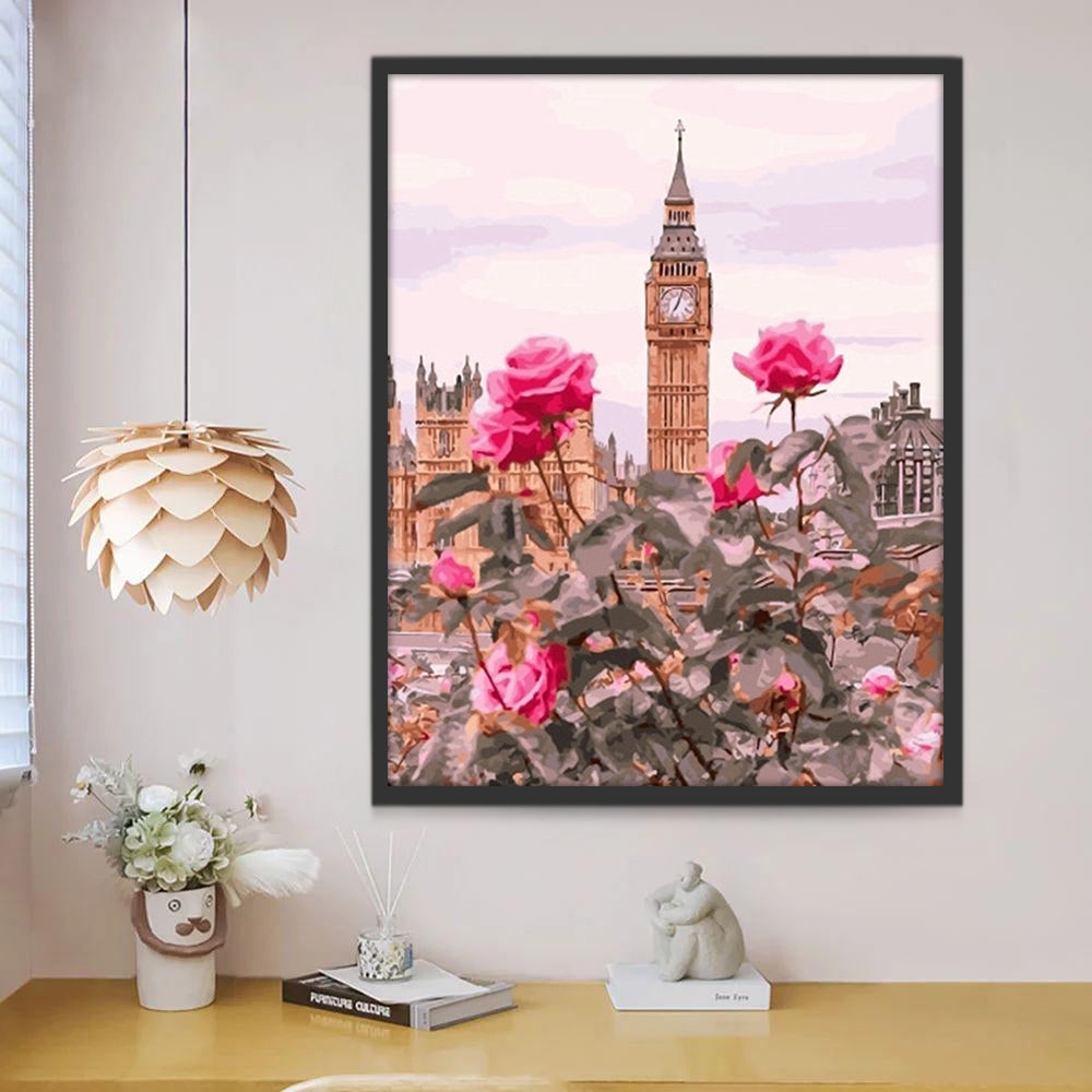 Big Ben en de Roze Rozen Schilderen op Nummers