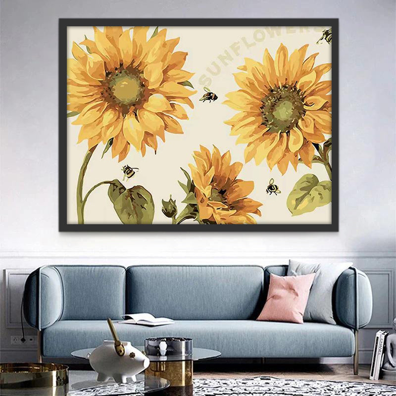 Bijen en Zonnebloemen Schilderen op Nummers