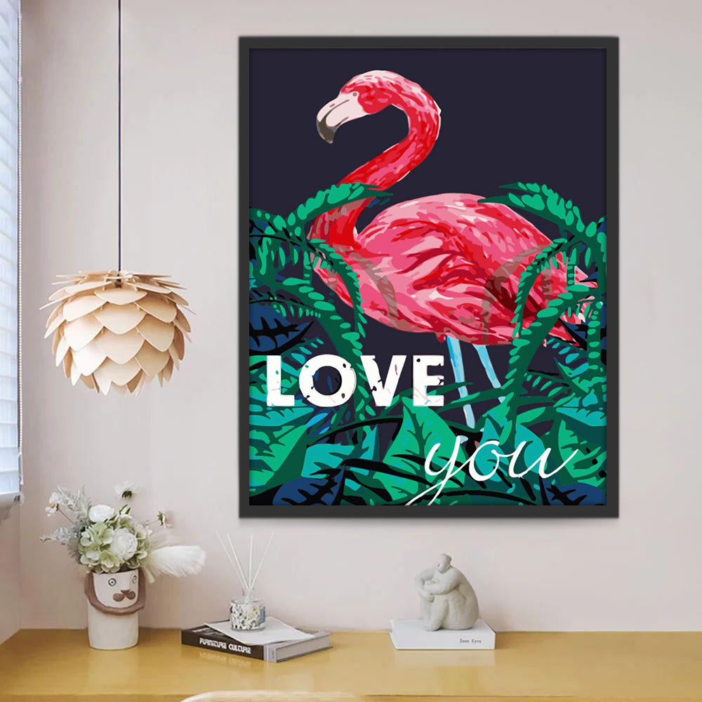 Bladeren en Flamingo Schilderen op Nummers