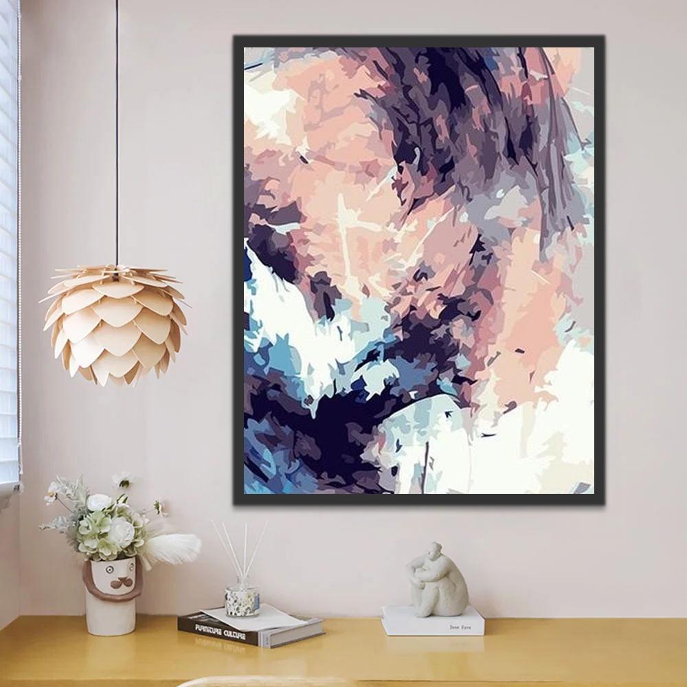 Blauw en Roze Abstract Schilderen op Nummers