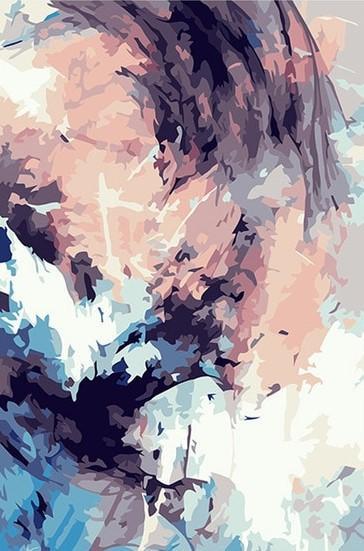 Blauw en Roze Abstract Schilderen op Nummers